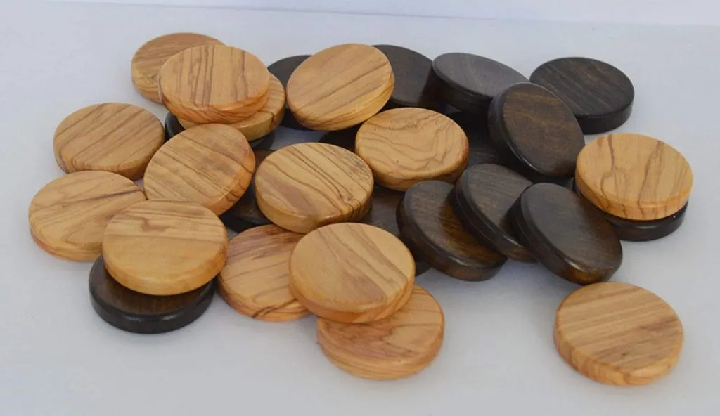 Backgammon Steine aus Olivenbaumholz