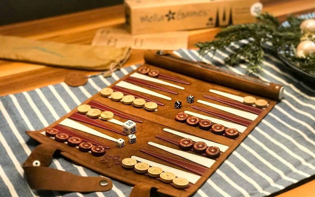 Reise Backgammon Leder
