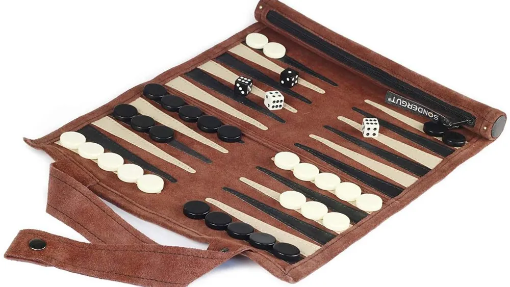 Backgammon Reisebackgammon aus Leder